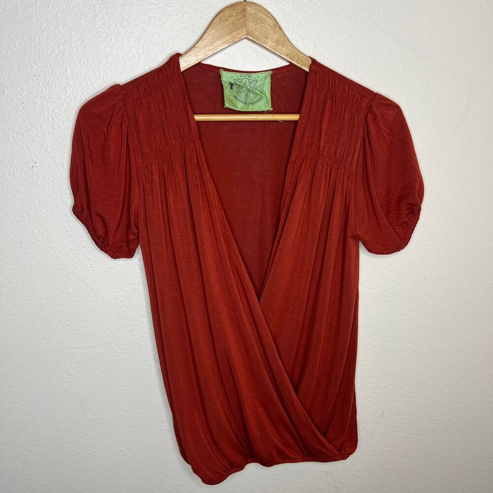 Lure High Fashion Keepsake Burnt Orange Modal Blend Blouse Small